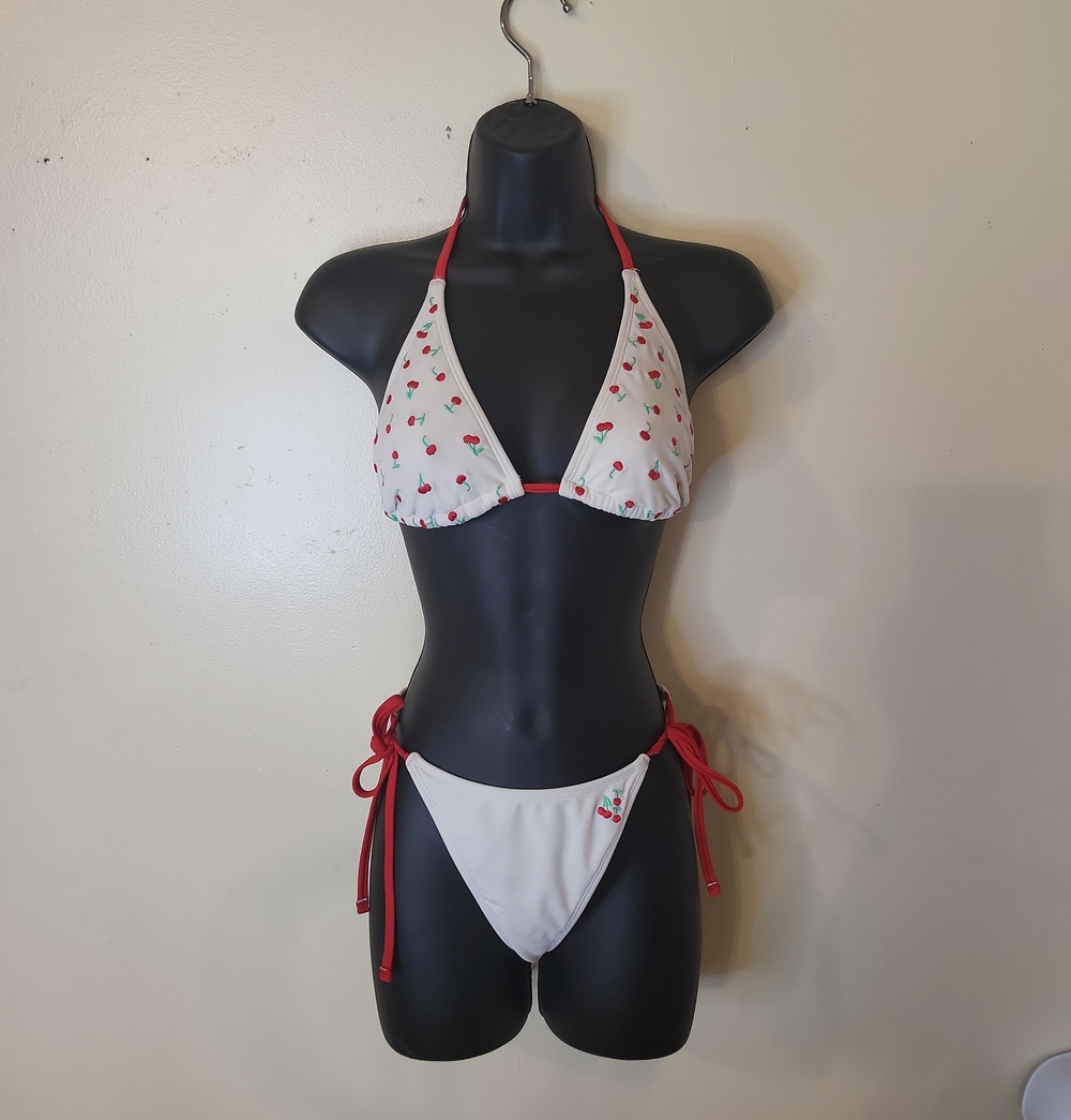 wild fable White & Red Cherry Triangle Bikini